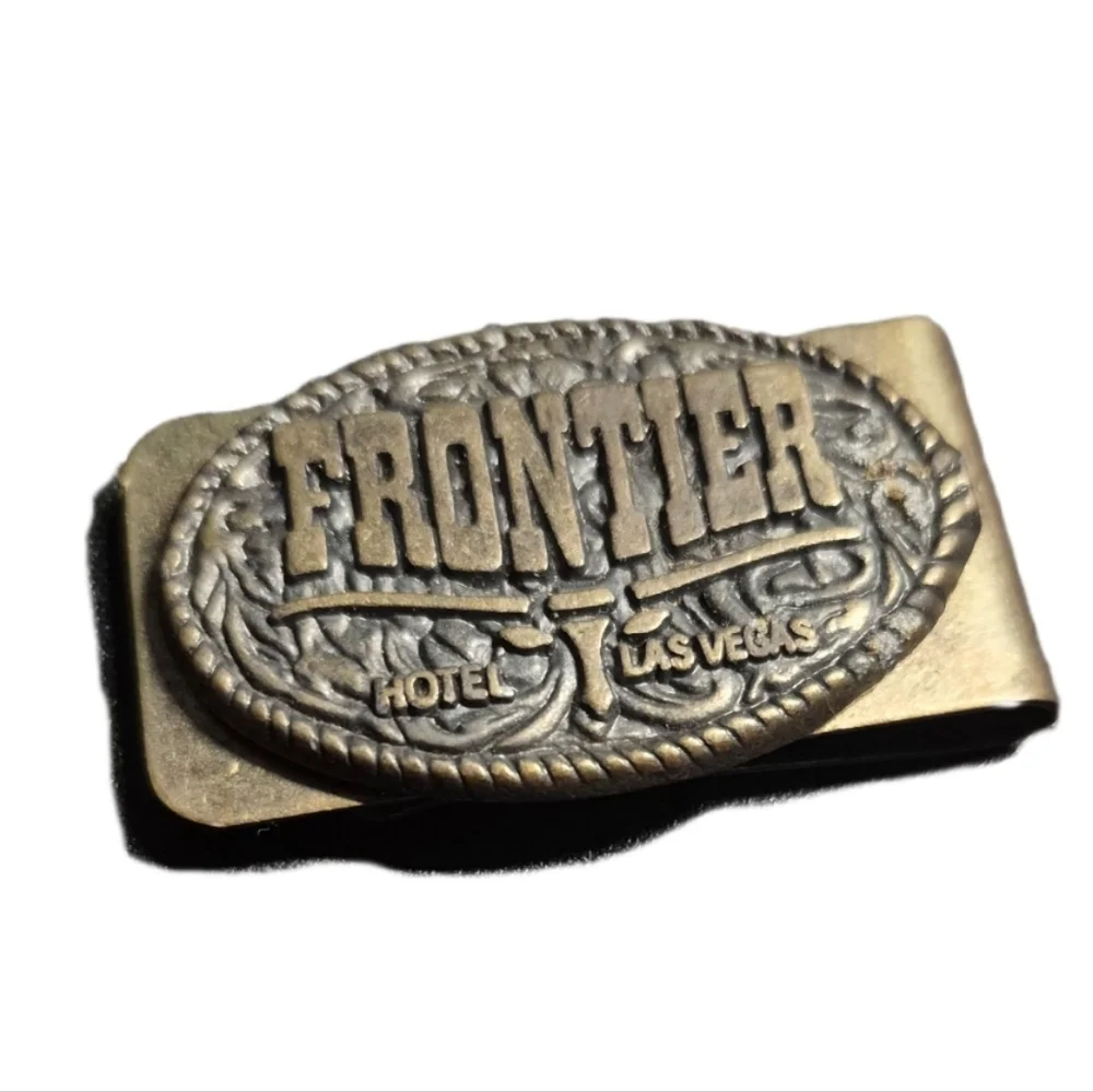 Vintage Frontier Las Vegas Hotel & Casino Brass Money Clip